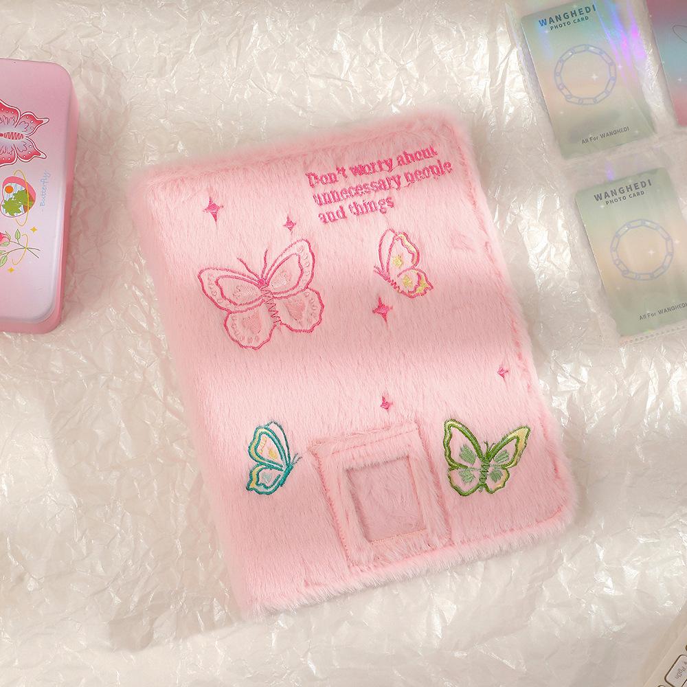 Ins 4 Palace Grid Storage Album 10pcs Inner Page Korean Plush Butterfly Binder  Album Polaroid Star Chasing Card Album
