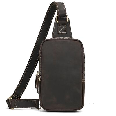 Simple Style Leather Chest Bag Crazy Horse Leather Retro Chest Pack Sling Bag Crossbody Chest Packs Thick Cowhide Men's Bags