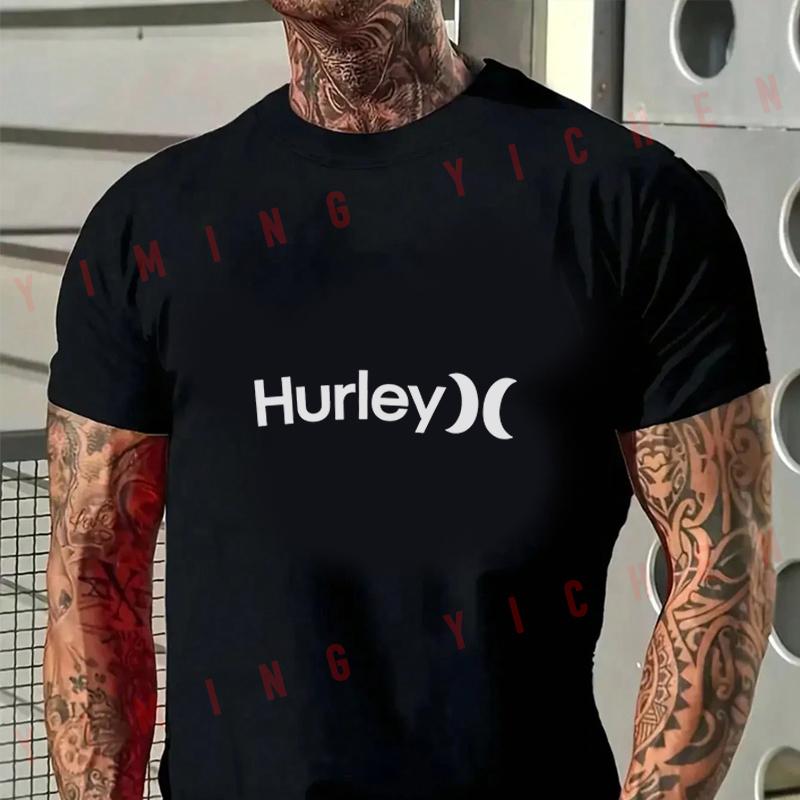 Motorrad Ropa De Hombre Herren Hurley Grafik Herren T-Shirt Moto Baumwolle Sommer Rundhals Kurzarm