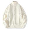 Herren Trendy Stehkragen Zopfmuster Dicke Strickjacke Pullover