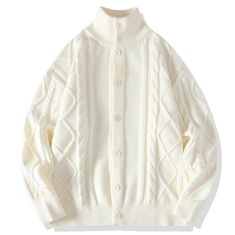 Мужской модный плотный кардиган-свитер с воротником-стойкой и косами XXL