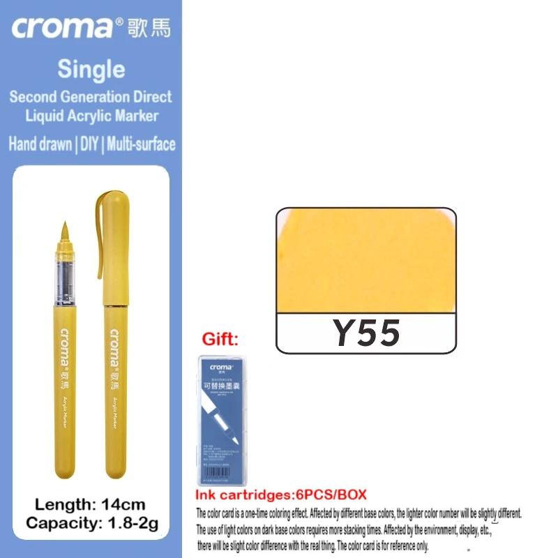 Croma 160/1 Farben Nachfüllbares Direktflüssig-Acrylmarker-Set mit Weicher Spitze, Waschbarer Aquarellpinsel Schulausstattung