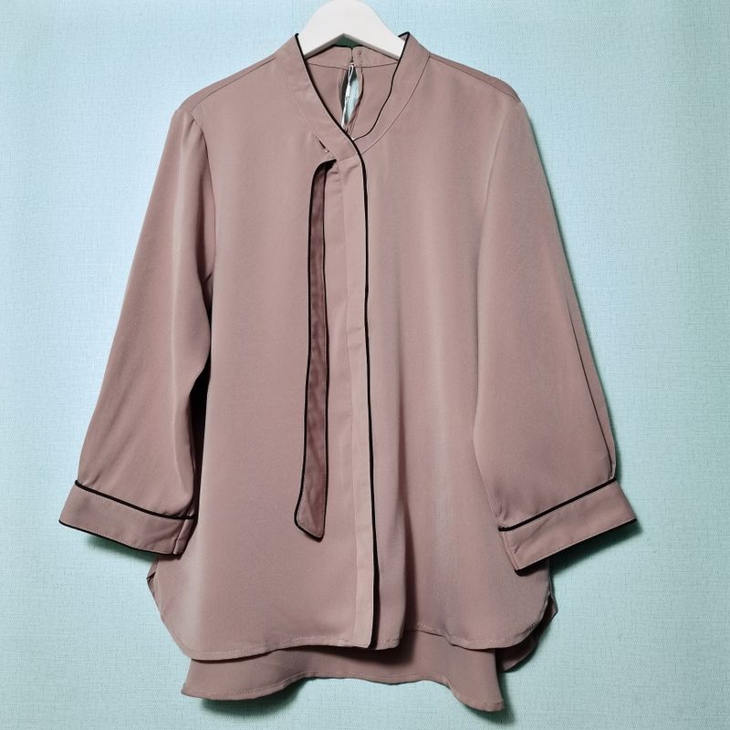 

Export Export Original Single Rolled Ribbon Pullover Shirt Women s Professional Commute Shirt Ol Bottoming Shirt Stylish Spring & Fall Leather pink F