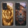 Luxurious Lion Pattern Tempered Glass Phone Case for Samsung Galaxy A73 A72 A55 A54 A53 A24 A52 A36 A14 A31 A03 Core Back Cover