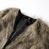 Autumn Winter V-neck Women's Faux Fur Jacket Warm Fashion Casual Short Top Oversize Coat Artificial Fur