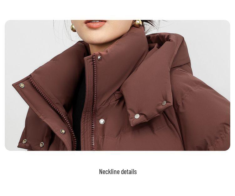 Women's Black Down Jacket: Mid-Age Style with Removable Hood and Large Pockets, Thickened for Extra Warmth