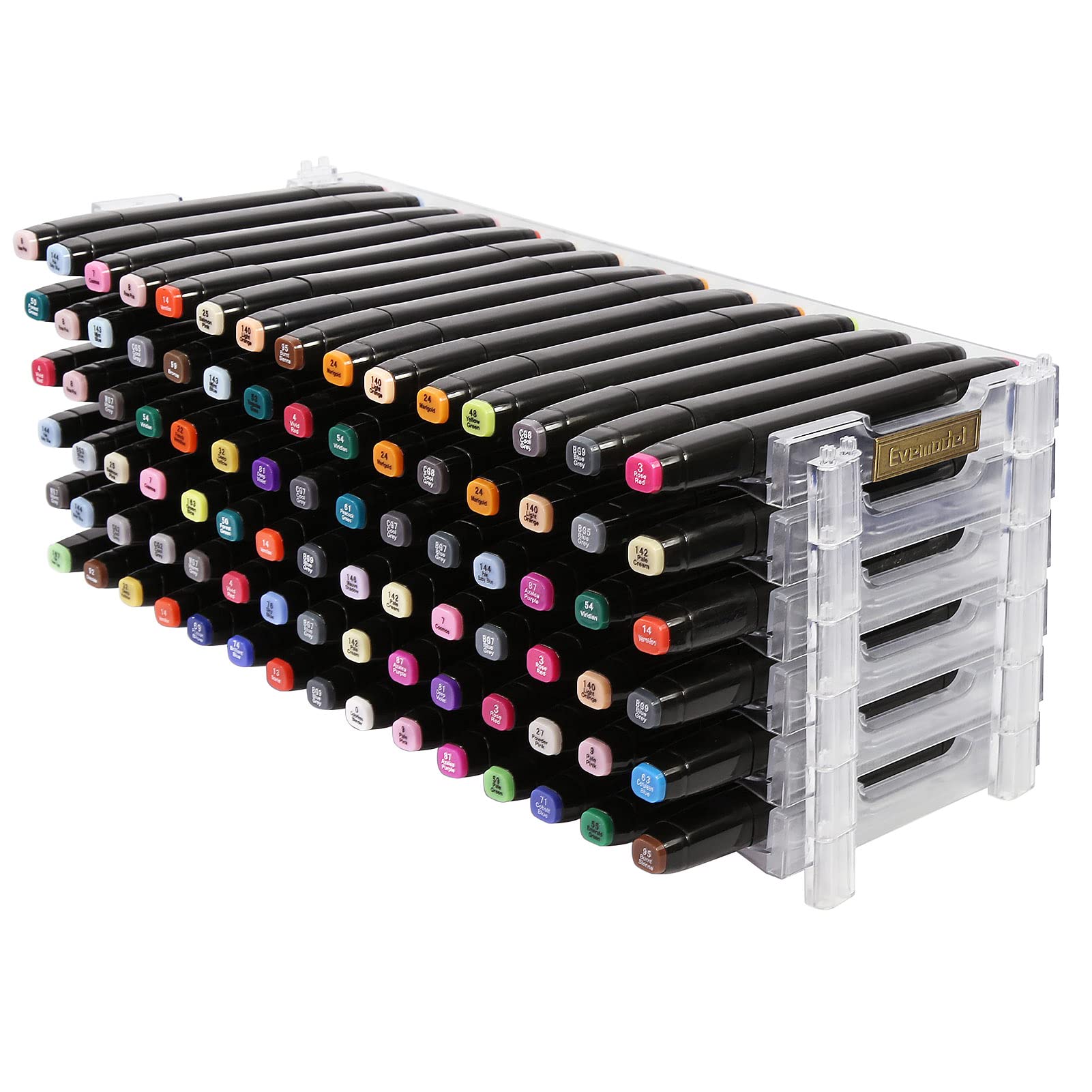 

evemodel 90-Slot Universal Marker Storage Tray with Pen Holder Display for 90 Pens SN01C Pencil Holder (Transparent, 6)