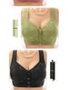 Plus Size Front-Buckle Cotton Vest Bra: Soft, Wire-Free, Breathable Print for Middle-Aged & Elderly.