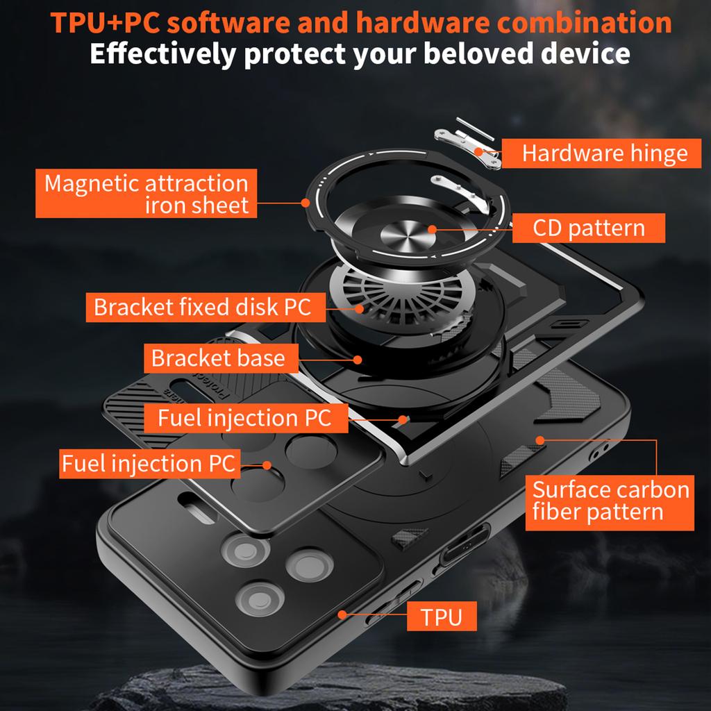 For Xiaomi Redmi K80 5G/Poco F7 Pro 5G Magnetic Case Rotating Kickstand TPU+PC Phone Cover