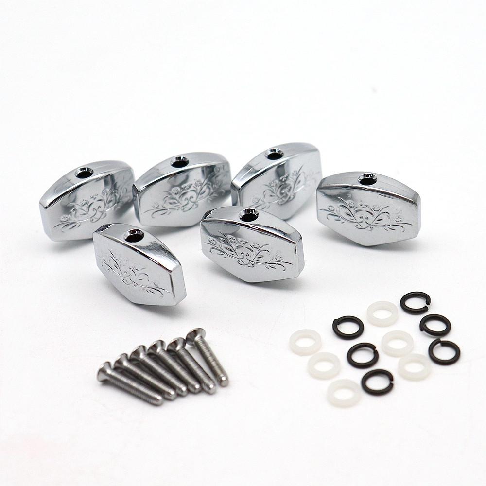 

6pcs Guitar Tuners Machine Head Buttons Metal Carved Square button for Electric Guitar