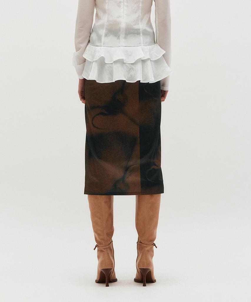 Kimjisu Embroidered Graphic Jersey Skirt _ Brown