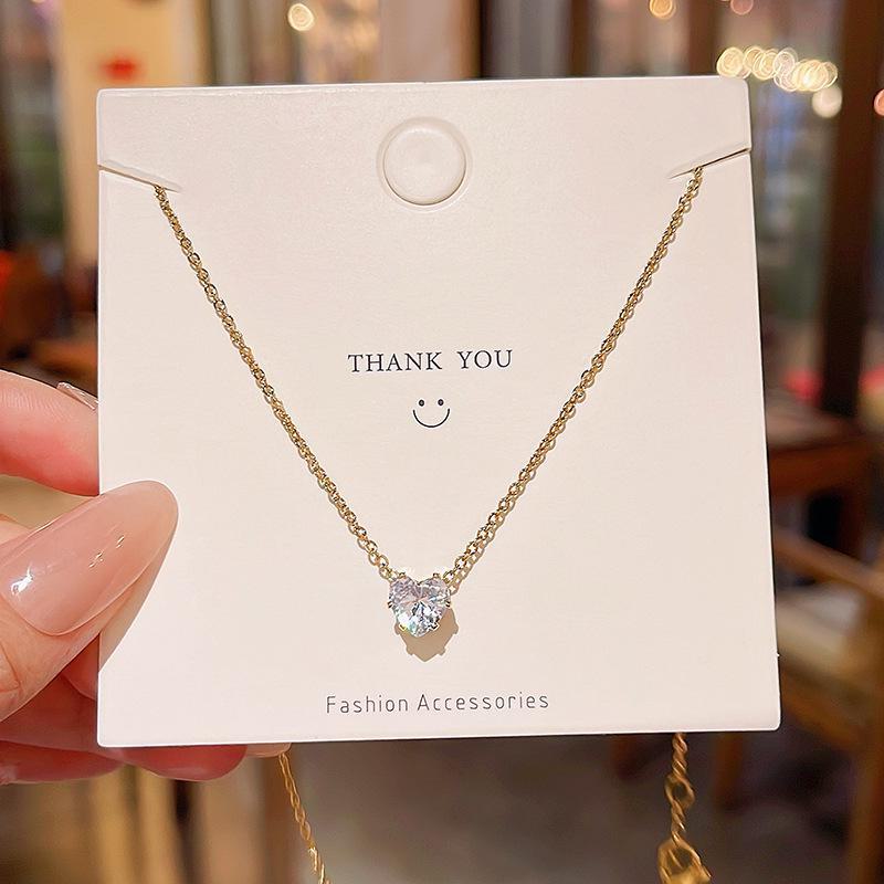 

Korean Zircon Heart Titanium Steel Necklace - Elegant Luxury Design X1154 золотой
