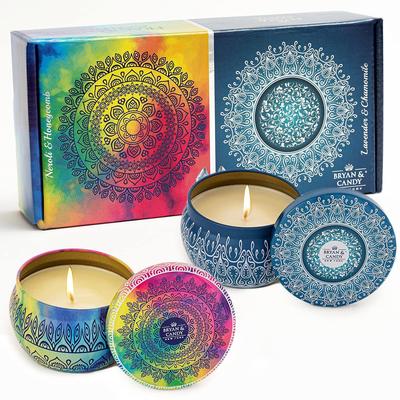 Scented Tin Candles Neroli & Honeycomb | Lavender & Chamomile,100 Gm Each Soy Wax Eco-Friendly Printed Tin