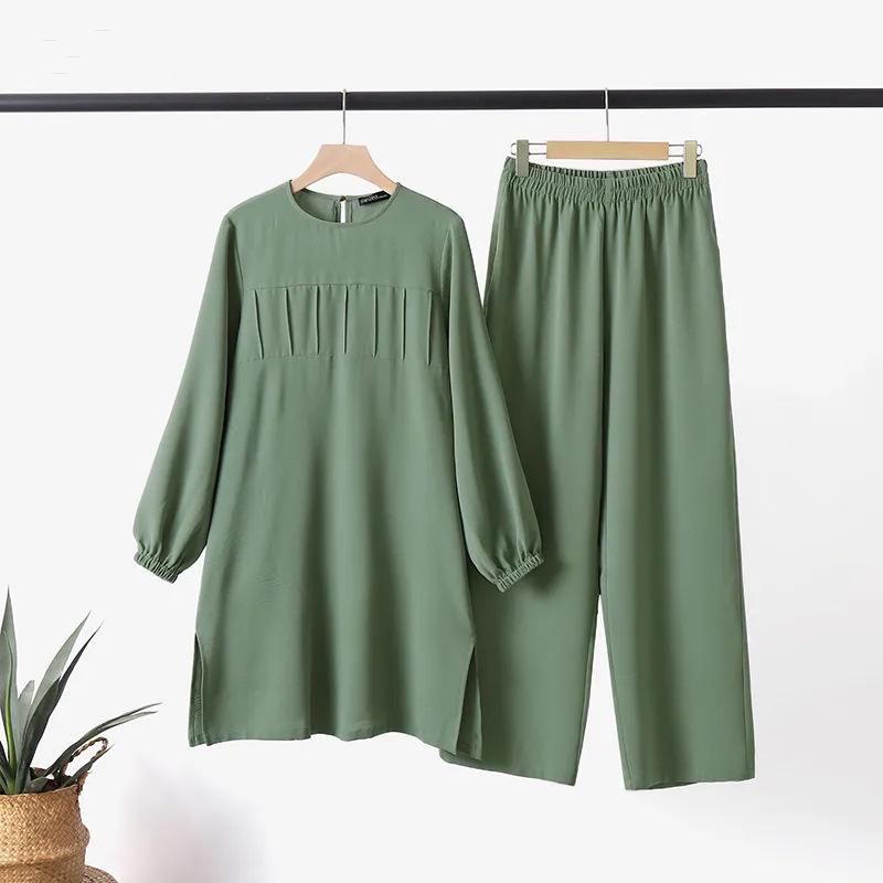 2024 Trendy Muslim Solid Color Outfit Set