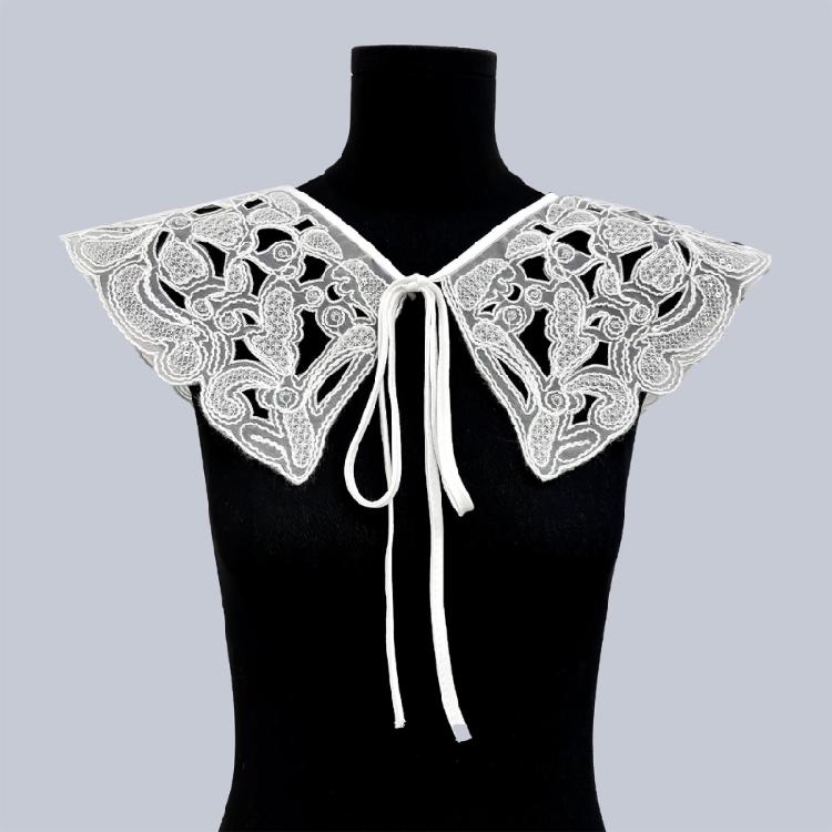 Embroidery Flower Faux Collar Decorative Collar for Blouse Skirt Removable False Collar Adjustable Neck Shawl for Women