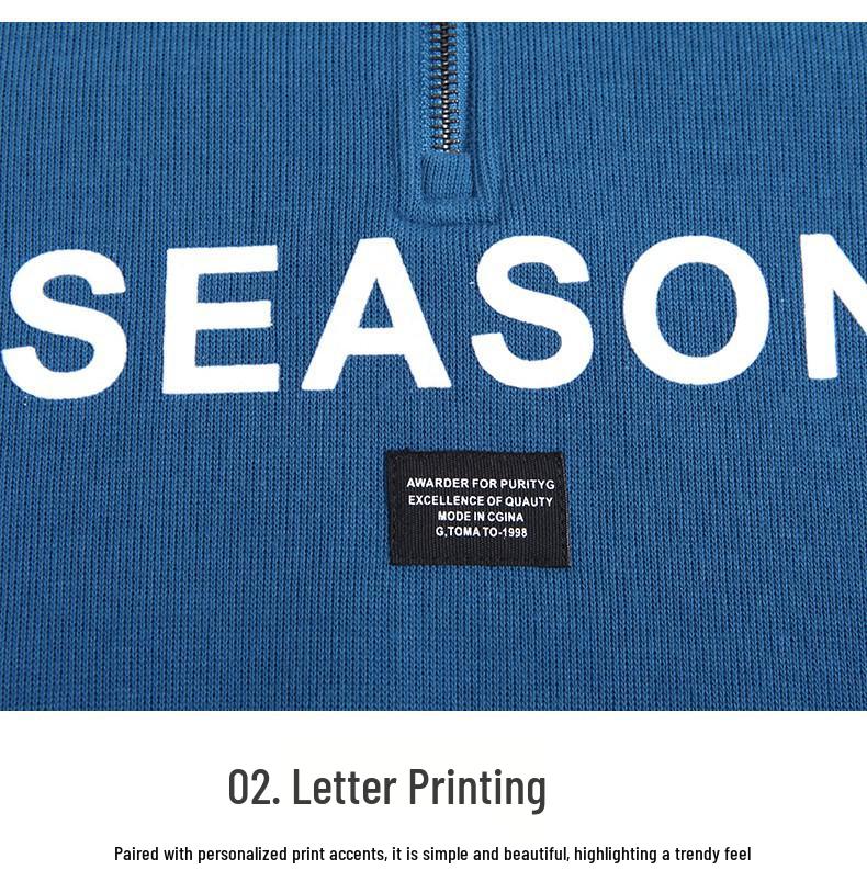 Women's Fleece-Lined Half-Zip Letter Print Sweatshirt - Winter Style, Petite Loose Fit