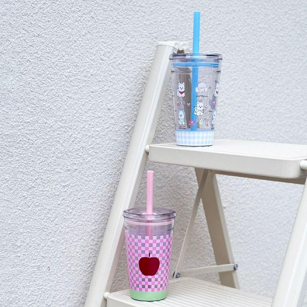 450ML Straw Cup Tritan Water Cup Portable Milk Tea Cup  Sports Fitness