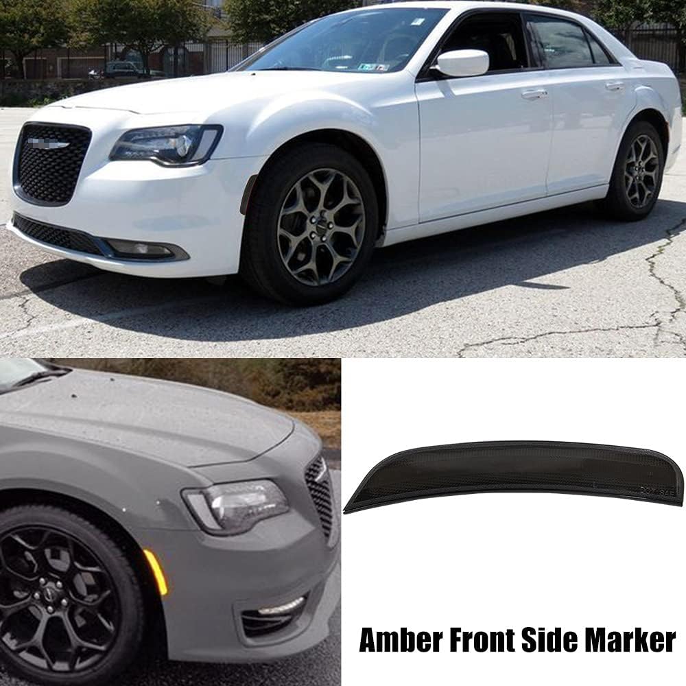 NJSBYL Smoke Lens Amber/Red Full LED Front Rear Side Marker Light Kits for Chrysler 300 2015 2016 2017 2018 2019 2020 2021 2022 300S 300C C Platinum