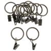 12-pack curtain rings with clips, 25mm curtain rings for hanging curtains - brown 25mm