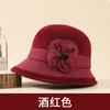 Middle-aged hat women's winter mink warm bucket hat mother autumn and winter versatile flower top hat British fashion pot hat