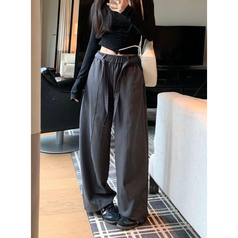 Kumikumi Stylish Minimalist Pure Color High Waist Casual Pants Women's Autumn Loose Slimming and All-Matching Matchet Pants Pants