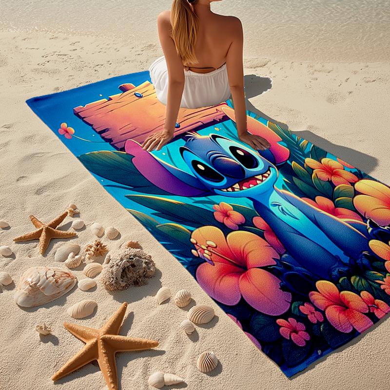Ultra-Soft Beach Towel with Stitch Theme,Ideal for Pool - Camping, Diving - Perfect Travel Essential, Vibrant Beach Towel.
