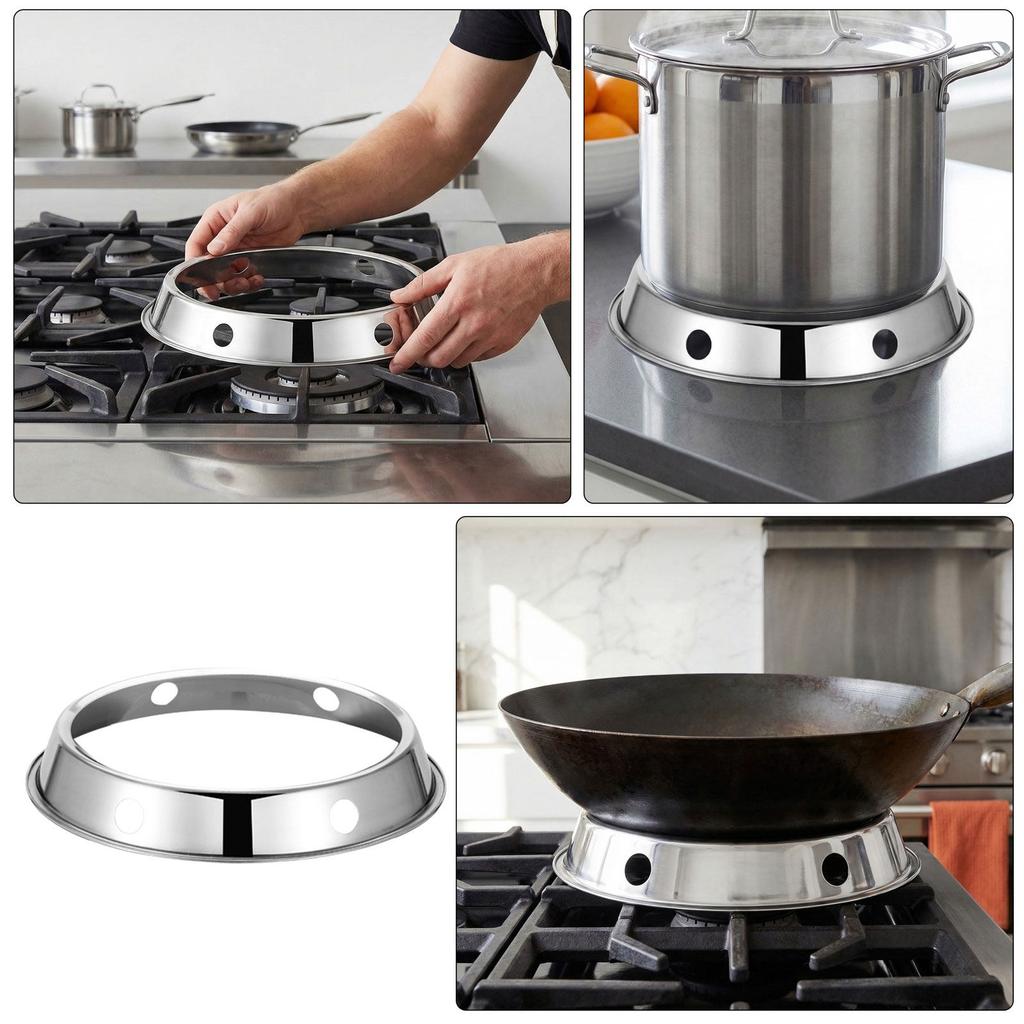 Universal Stainless Steel Wok Support Rack Round Bottom Adapter for Gas Stove Kitchen Cookware Holder Heat Resistant Pot Trivet