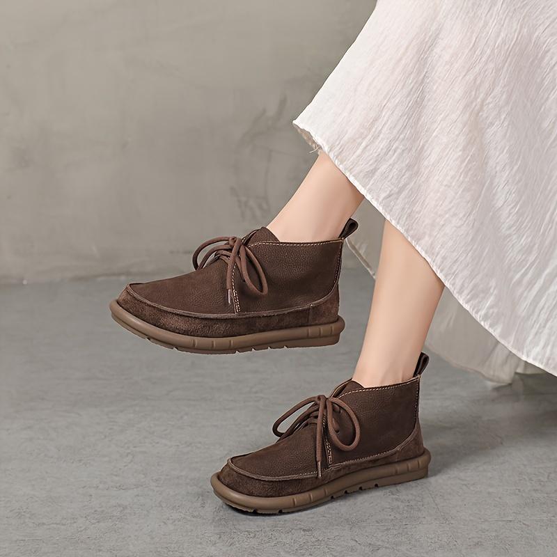 Leather Women's Short Boots, Soft Sole, Soft Surface, Super Comfortable, Big Sole Wide Feet Thin Fashion, All-match Casual Short Boots, Martin Boots