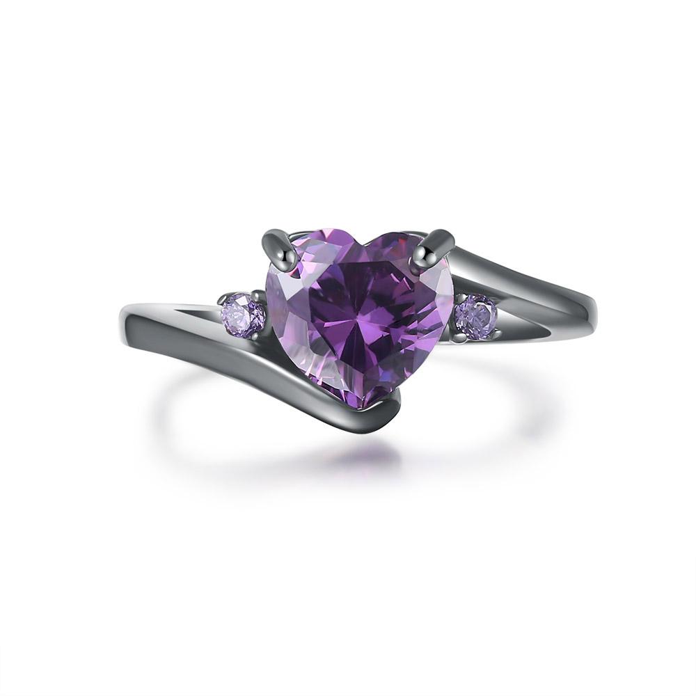 

ZHOUYANG Love Heart Rings For Women Wedding jewellery Purple Zircon Black Gold Color Engagement Gifts Jewelry Wholesale R110 13