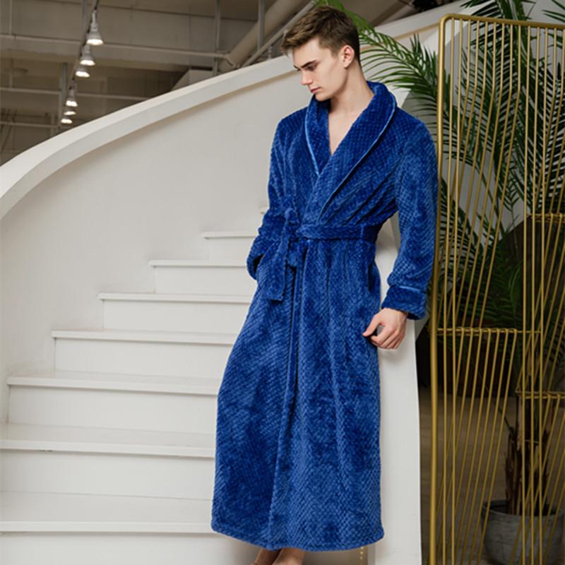 Extended Length Coral Fleece Bathrobe and Pajama Set for Men and Women - Plush, Thickened, Perfect for Winter and Autumn