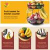 2 Tier Large Fruit Basket for Kitchen Counter with 2 Banana Hangers, Metal Stackable Fruit Bowl for Kitchen Counter for Bread
