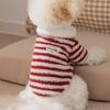 Polar Fleece Dog Striped Hoodie Thick Warm Dog Pullover Casual Pet Overalls  Small Dogs