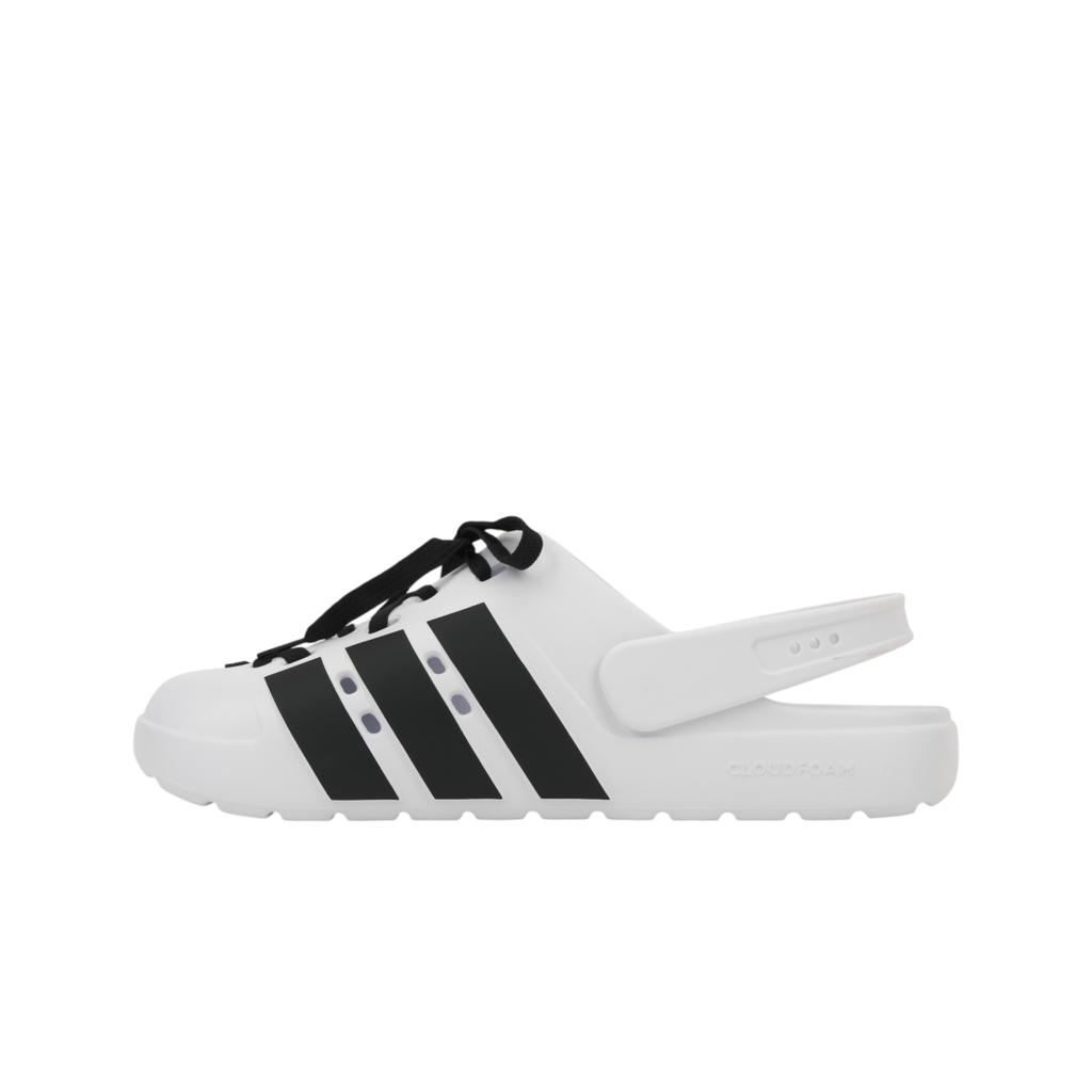 adidas Adilette Clog 2.0 White Black Laces Unisex Sneakers Cloud-White Core-Black Gold-Metallic JR4027