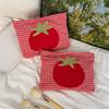 1Pcs Portable Handheld Toiletry Pouch Cute Large Capacity Red Grid Tomato Makeup Bag Minimalist Versatile Cosmetic Organizer