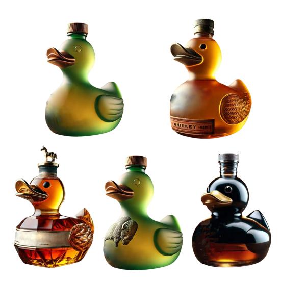 Skleněná láhev na kachní whisky Zvířecí karafa Zábavná láhev na víno ve tvaru kachny Objem 100 ml Umělecká karafa Dekorace pro bar Domov Kancelář