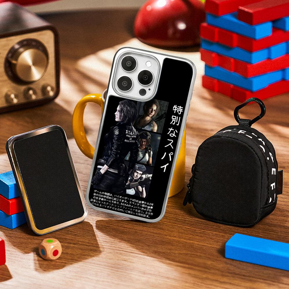 Ada wong X Leon hot game poster Phone Case for iPhone 16 15 14 13 12 11 Pro Max Sheepskin Silver-edged protective case