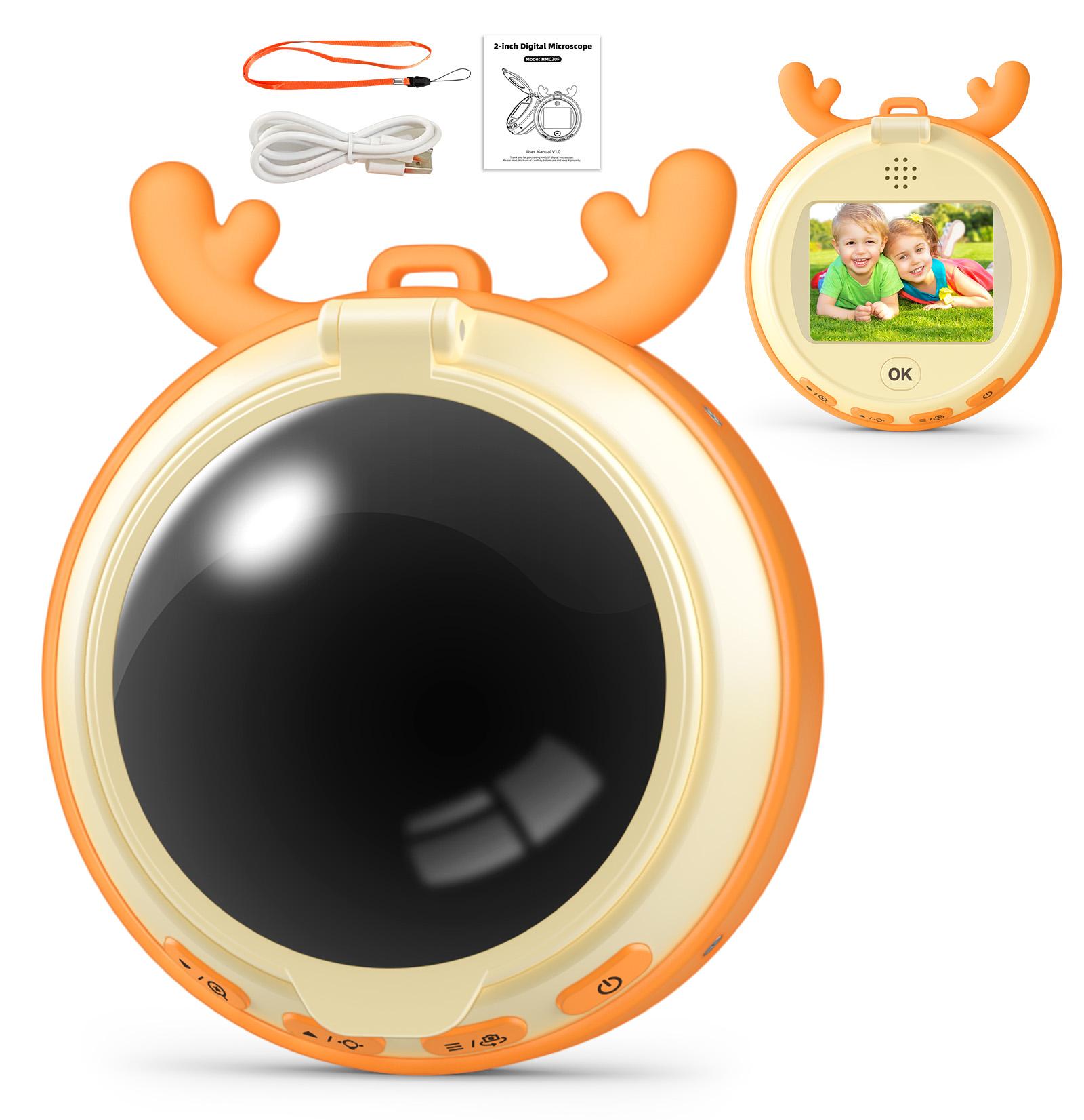 

Kids Microscope Camera With 2inch IPS Screen 1080HD Pocket Microscope Toy 1000X 2 IN 1 Microscopes Camera For Kids Gifts