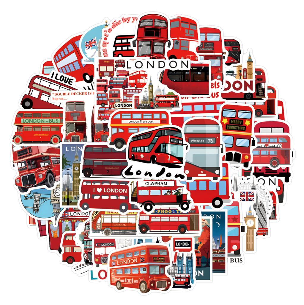 55 New London Bus Doodle Stickers Scooter Suitcase Stickers
