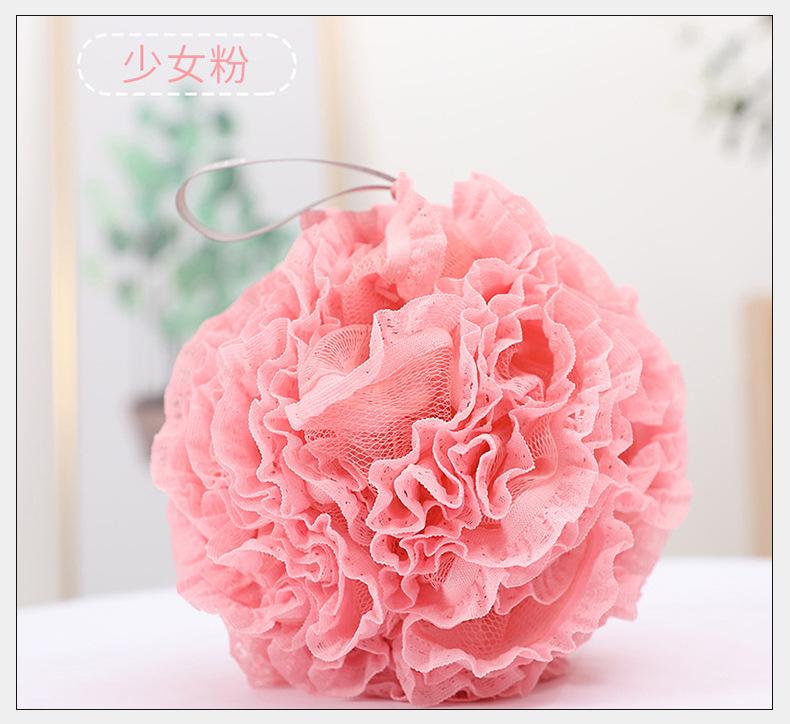1pc Soft Mesh Large Ball Bath Sponge Balls Lace Cleaning Brush Shower Puff Body Cleaner Exfoliating Scrubbers Bathroom Supplies Pink