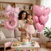 7pcs Pink Foil Number Balloon Set Bows Heart Balloons Numbers 1-9 Baby Shower Decor Girl's Birthday Party Decor Wedding Supplies 5