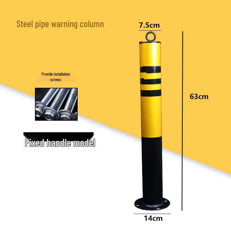 60cm Yellow & Black Reflective Galvanized Steel Parking Post