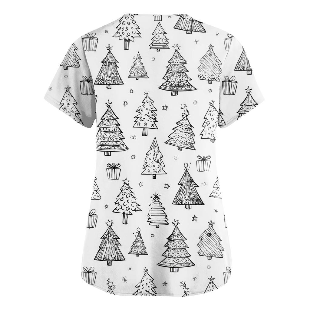 Damenmode V-Ausschnitt Kurzarm Overalls mit Taschen Print Tops Kleidung