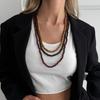 Lange Holzkugel-Halskette im Vintage-Stil Stapelbare Perlenhalskette Pulloverkette Schmuck Geschenke