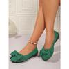 Plus Size Flat Casual Single Shoes Women's Suede Bow Round Toe