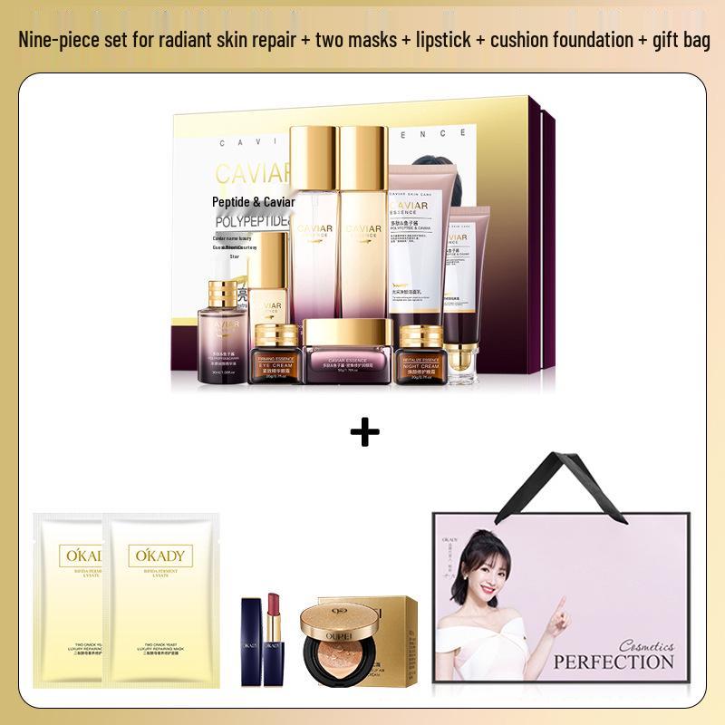 Oppe Zhenmei Caviar Brightening & Moisturizing Nine-Piece Skincare Set with Mask