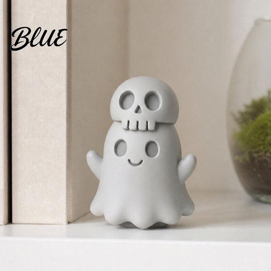 Skull Ghost Ornament 3D Printed Figurine Spooky Gothic Statue Mini Decor Cartoon for Table Centerpiece Shelf Desk Office