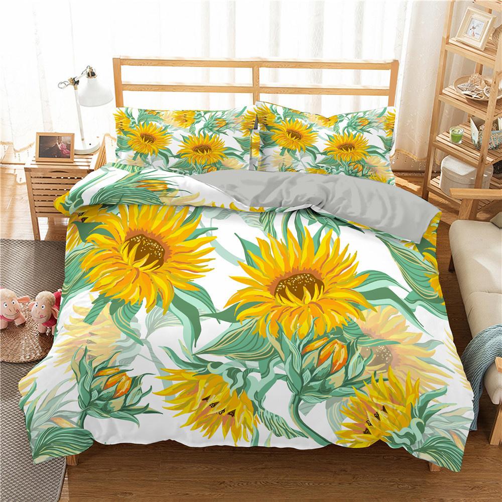 3D Printed Bedding Set Flowers Bedclothes Duvet Cover With Pillowcase Plant Bedding Set Soft Quilt Cover For Home Textiles