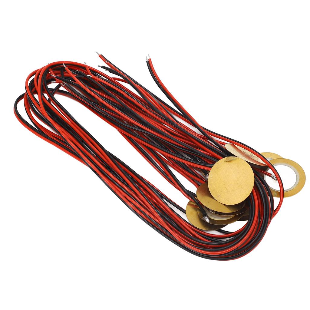 12PCS 27mm Piezo Discs with Wire Brass Piezoelectric Disk Piezo Pickup Transducer for Acoustic Guitar Drum Trigger