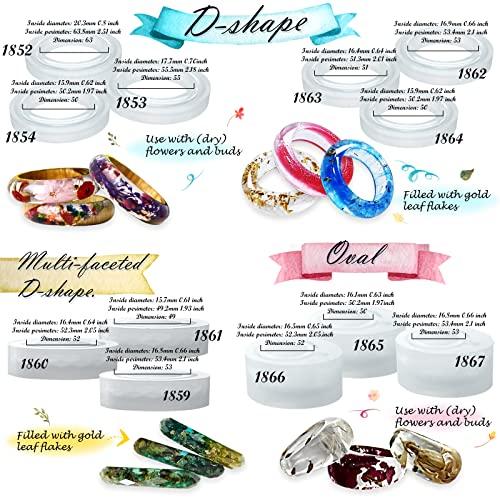 FUNSHOWCASE Silicone Ring Molds, Set of 24, for Jewelry Making, Epoxy Resin, UV Resin, Pendants, Keychains, Jewelry Parts, Polymer Clay, and Two-Part