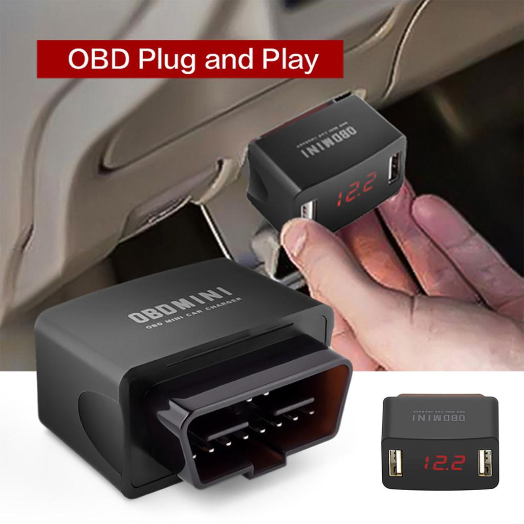Mini Dual USB Charger Adapter Car OBD Charging Universal 12V 24V LED Voltage Display Charger Socket Fast Charging Power